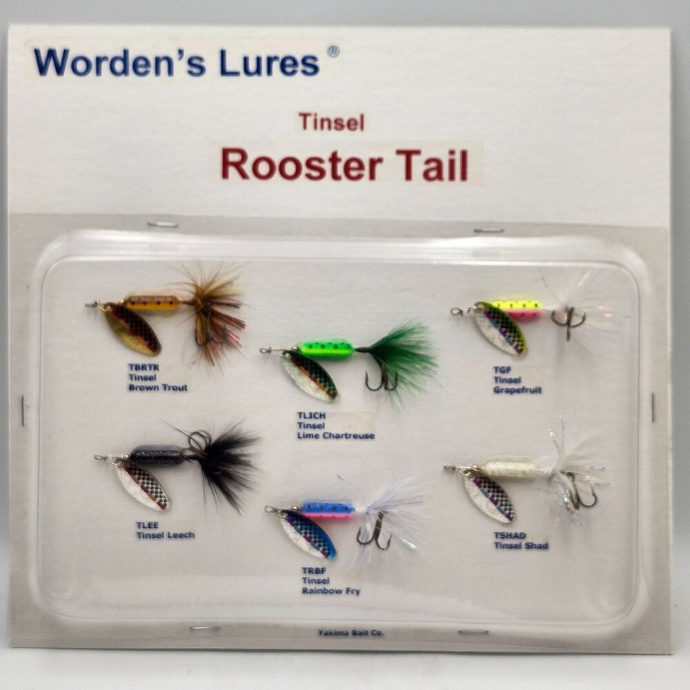 Yakima Wordens Lures Tinsel Rooster Tail Fishing Sample Display Board 547701